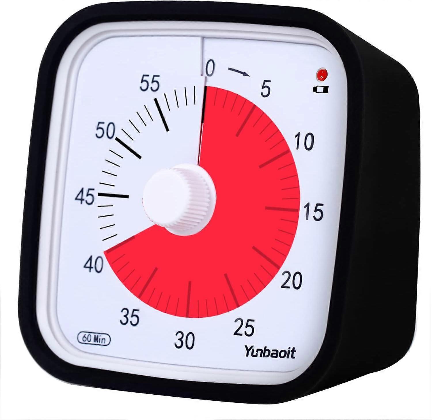 1pcs Visual Timer with Protective Case, Upgraded 60 Minutes Countdown Timer with Low Battery Reminder, Quiet Time Management Tool(Black)