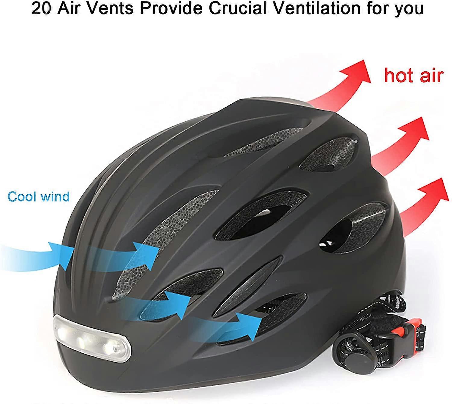 Casco da bici per adulti con faro e fanale posteriore, casco da