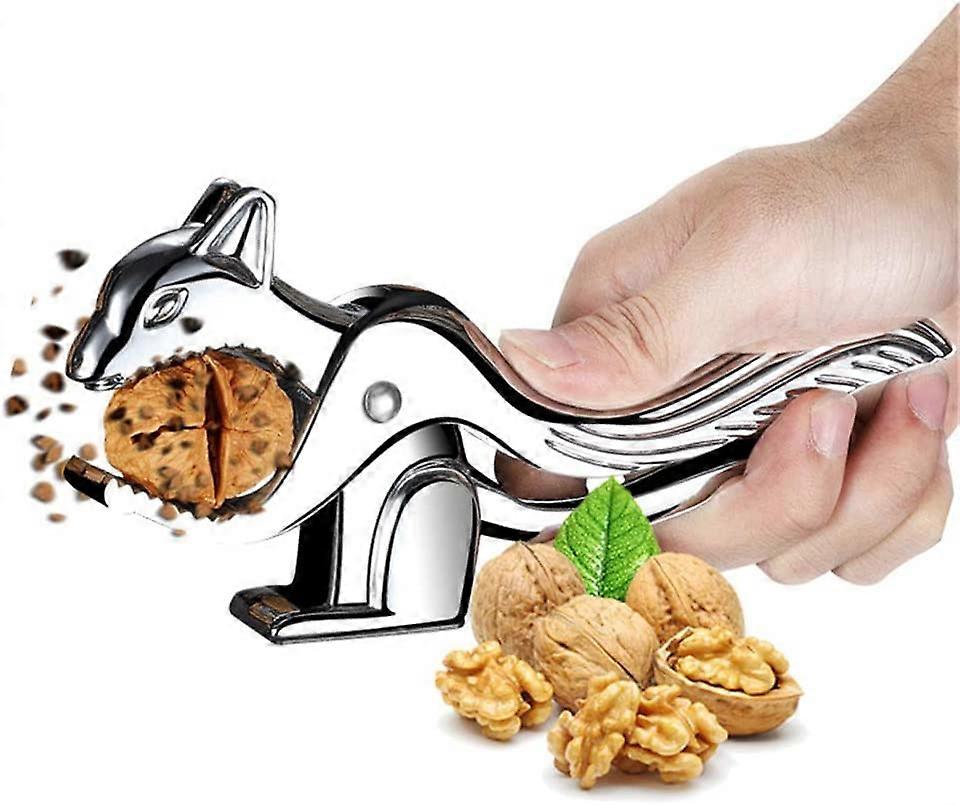 Nutcracker Tool, Squirrel Shaped Walnut Clip with Splash Guard, Multi-Function Handheld Brown Nut Cracker Clip, Zinc Alloy Opener Tool