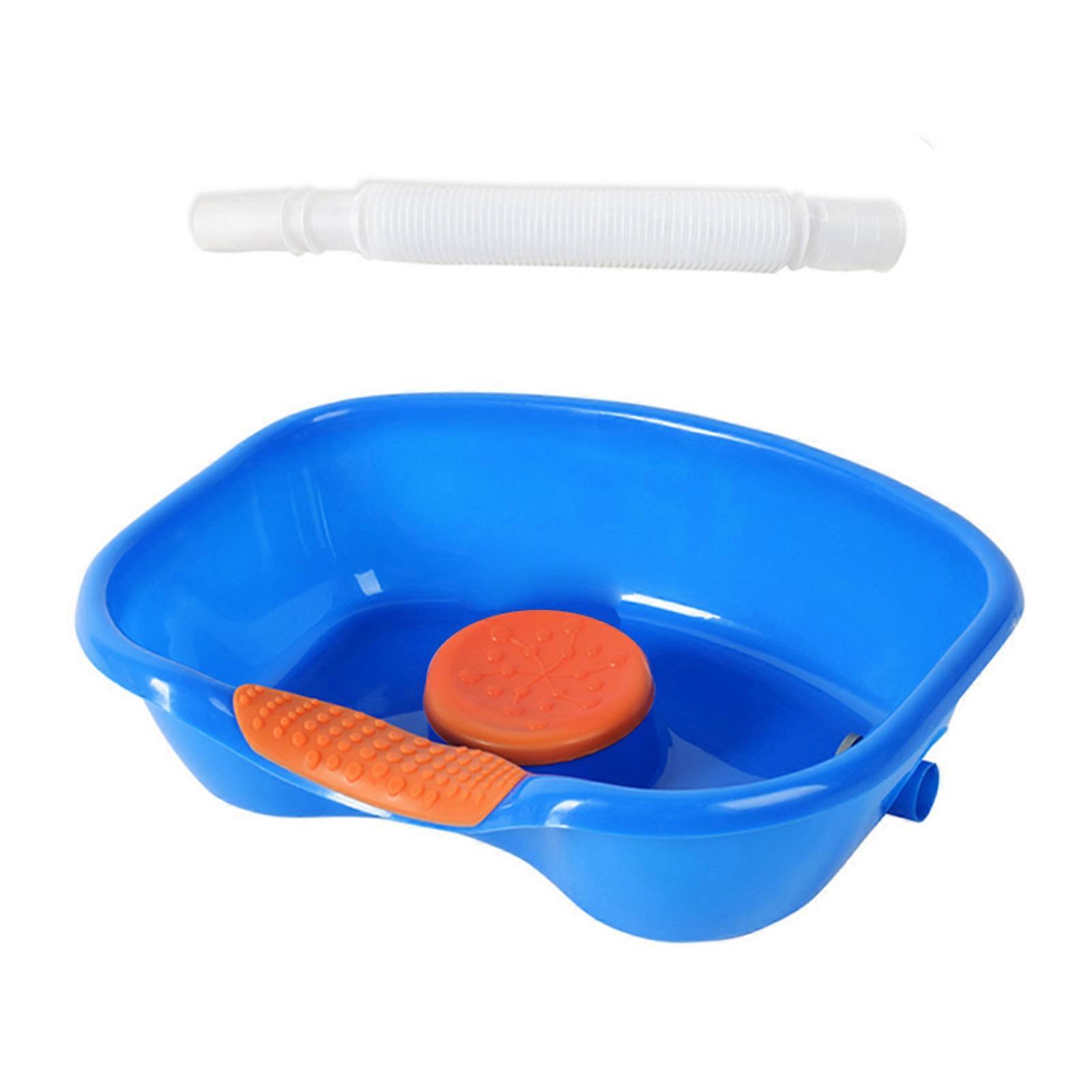 Hair Washing Basin Horizontal Drainable Portable Shampoo Tray for Bedridden Patient Pregnant Women Dark Blue