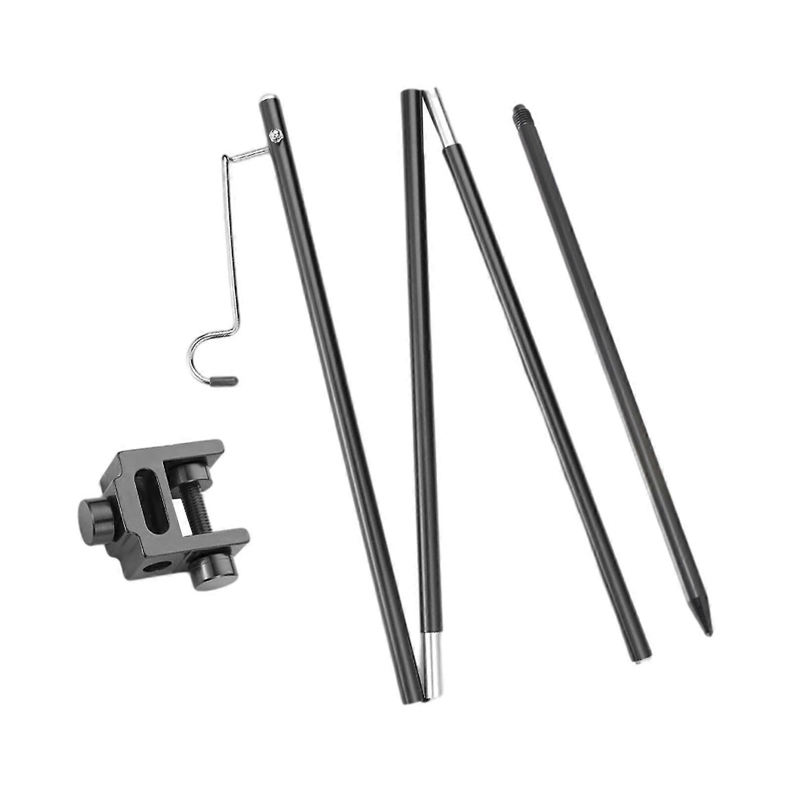 Camping Lantern Stand Lightweight with Stake Storage Hook Foldable for BBQ 1 Hook Black Clamp Stake