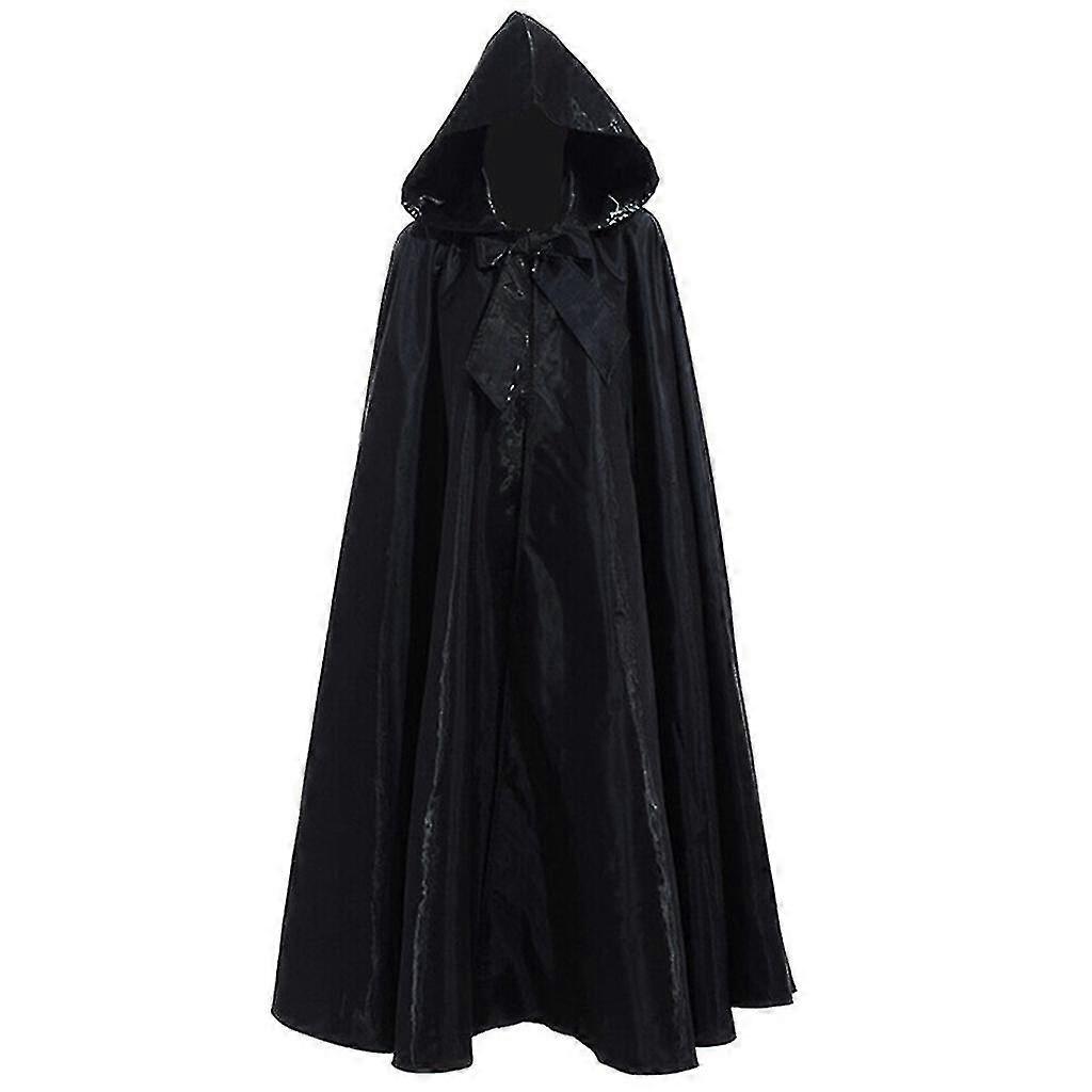 Vrăjitorie Solid Color Cravată Până Medieval Robe Halloween Hooded Mantie Long Cape