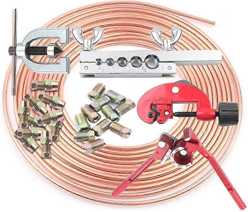 Car Brake Pipes Convenient Brake Pipe Repair Kit 762 M Copper Brake Line Tubing Brake Pipe Cutting Machine 12 Joint Pipe Unions