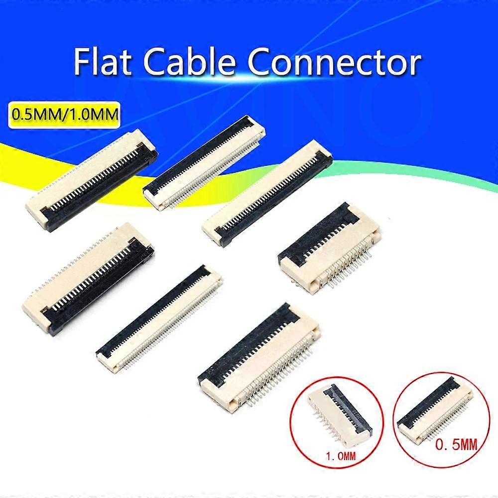 10 piezas de 0,5 mm / 1 mm de paso debajo del conector de cable plano FPC FFC 4P 5P 6P 8P 10P 12P 14P 16P 20P 22P 24P 30P 34P