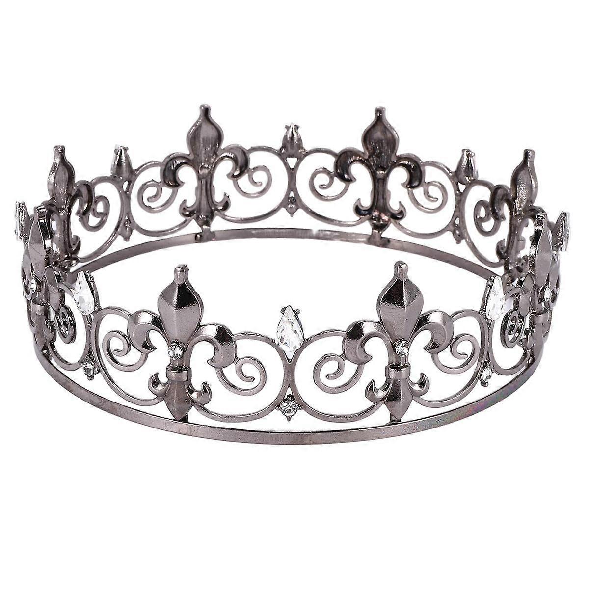 Gothic Full Crown - Μεταλλικές κορώνες και τιάρες για άνδρες και αγόρια, καπέλα πάρτι Goth Prince Prom, κοστούμι Cosplay αποκριών