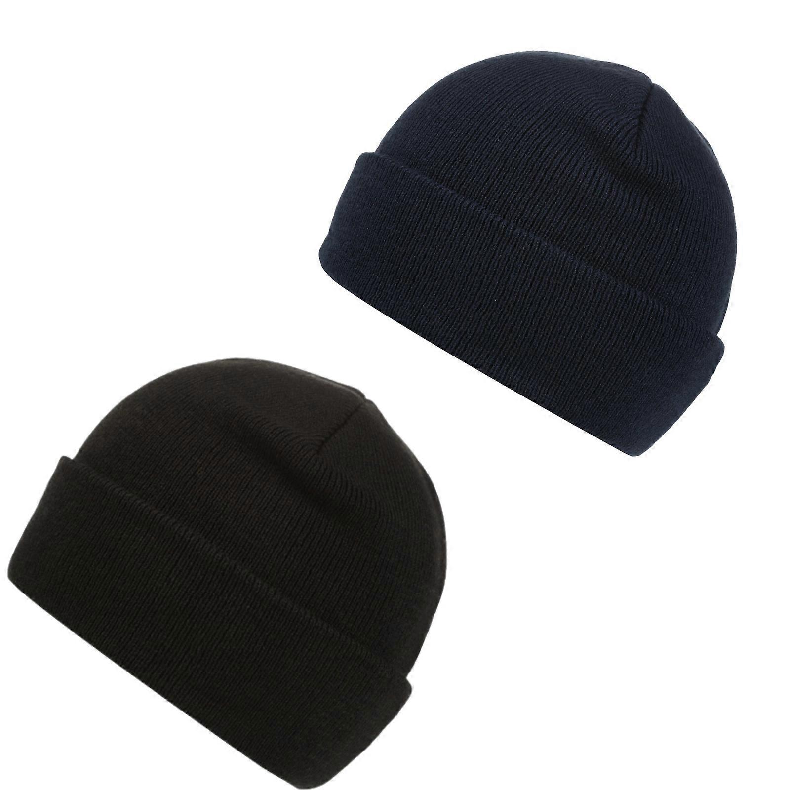 Regatta Mens Axton Warm Winter Cuffed Ribbed Knit Bobble Beanie Hat