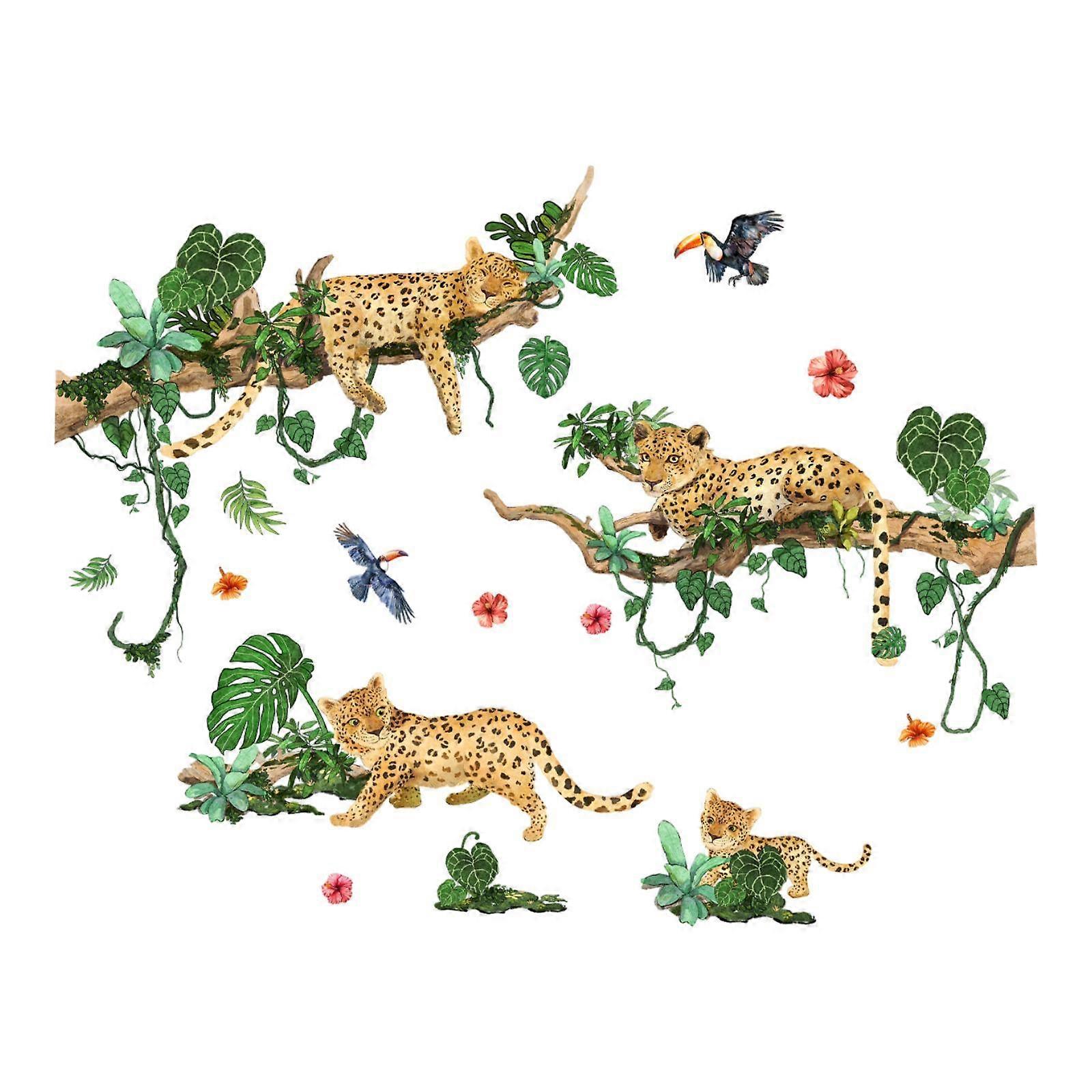 2Pcs Wall Sticker Removable Leopard Vine for Restaurants Dining Room Kitchen