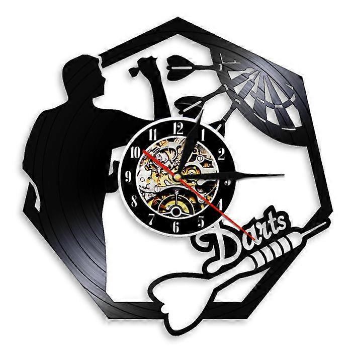 ダーツゲームビニールレコードウォールクロック、レトロ装飾壁時計