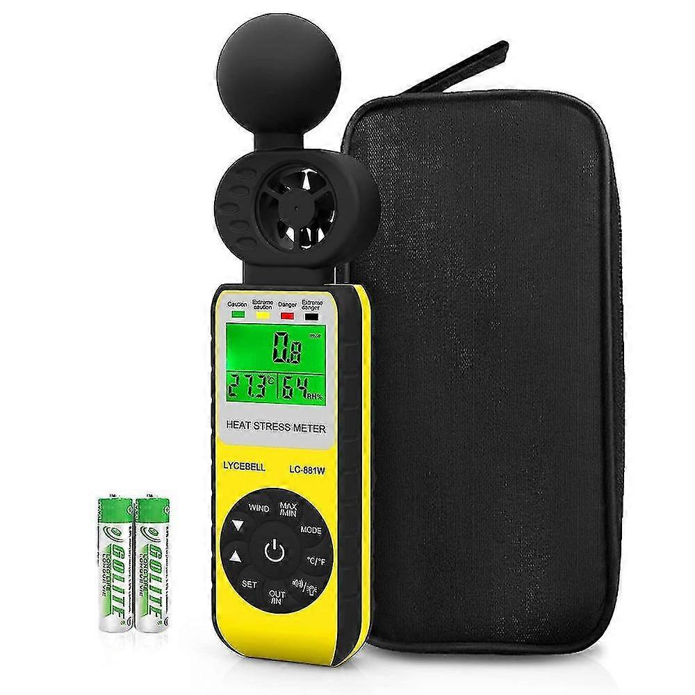 Digital Anemometer, 3 In 1 Handheld Lc-881w Portable Anemometer Wind Speed Meter Measures Wind Speed Humidity Temperature, Wbgt Alarm For Outdoor Dron