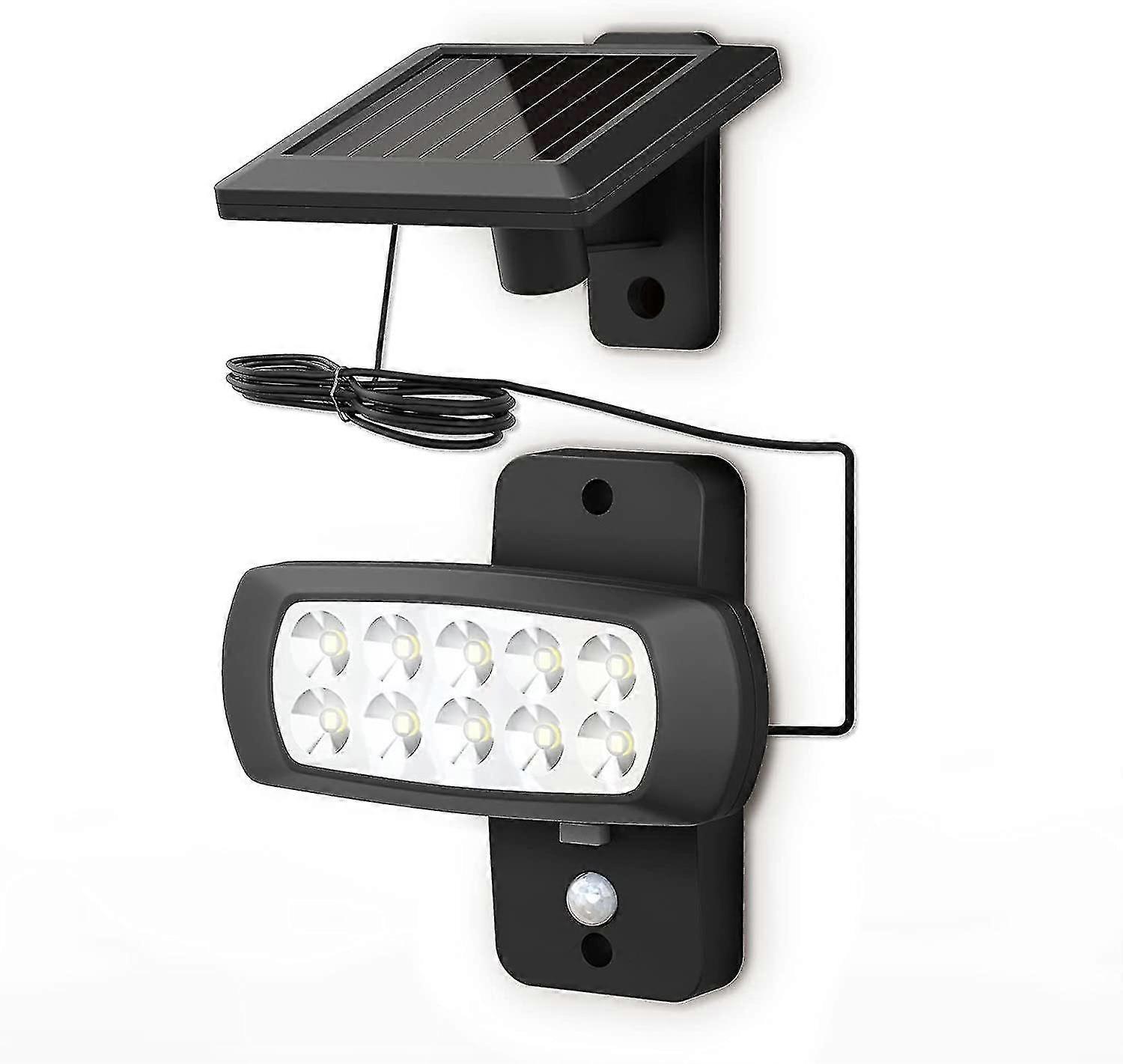 Outdoor Led Solar Light Ip44,pir Motion Detector,black,splash-proof,cold White Light 6500k