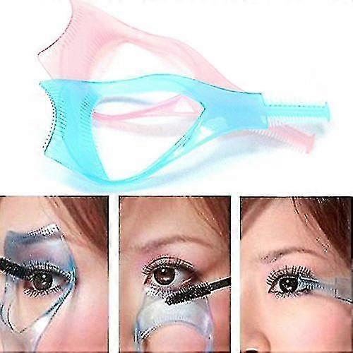 3 In 1 Makeup Eyelash Tool Upper Lower Lash Mascara Applicator Guide Eyelash Comb Cosmetic Tool (2 Pack, Pink and Blue)