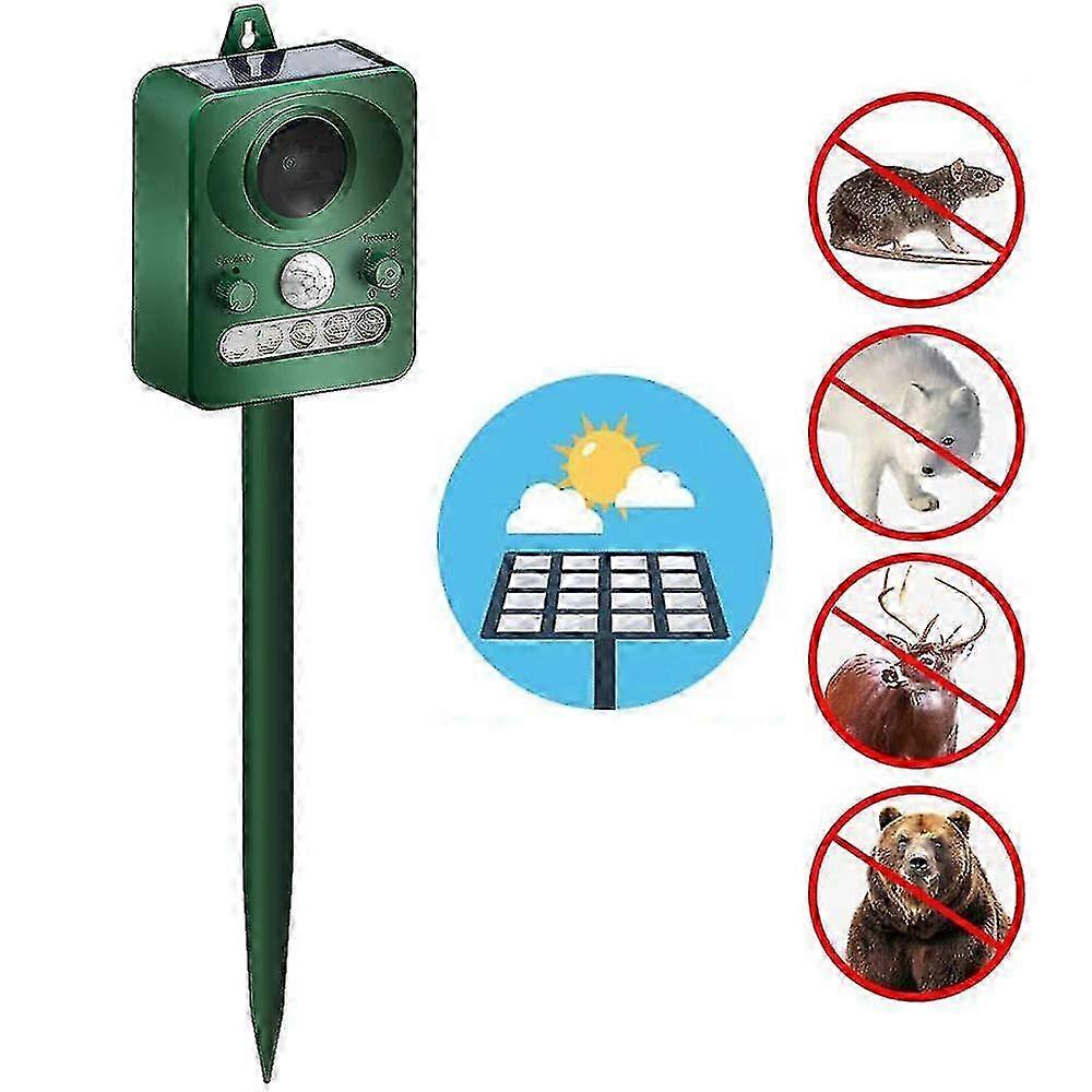 1 Pcs Solar Ultrasonic Animal Repeller With Motion Sensor And Flash