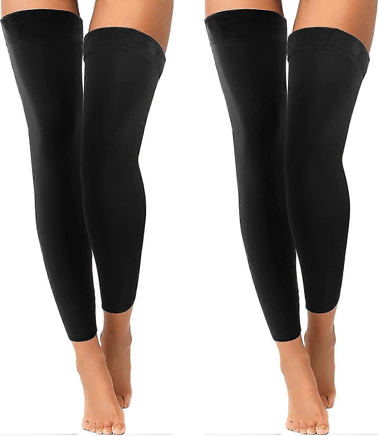 2 זוגות נשים מעל מחממי רגל ברך ארוכים במיוחד צמר עבה בטנת גרביים אלסטיות
