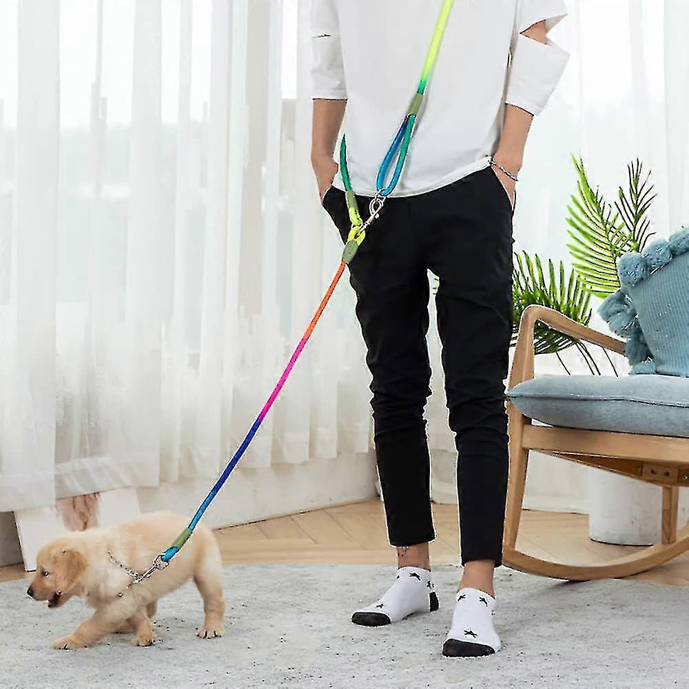 Cross Leash Fashion Leash With Reflective Nylon Round Rope Leash Walking One Tow Two Small Medium And Large Dogs Leash