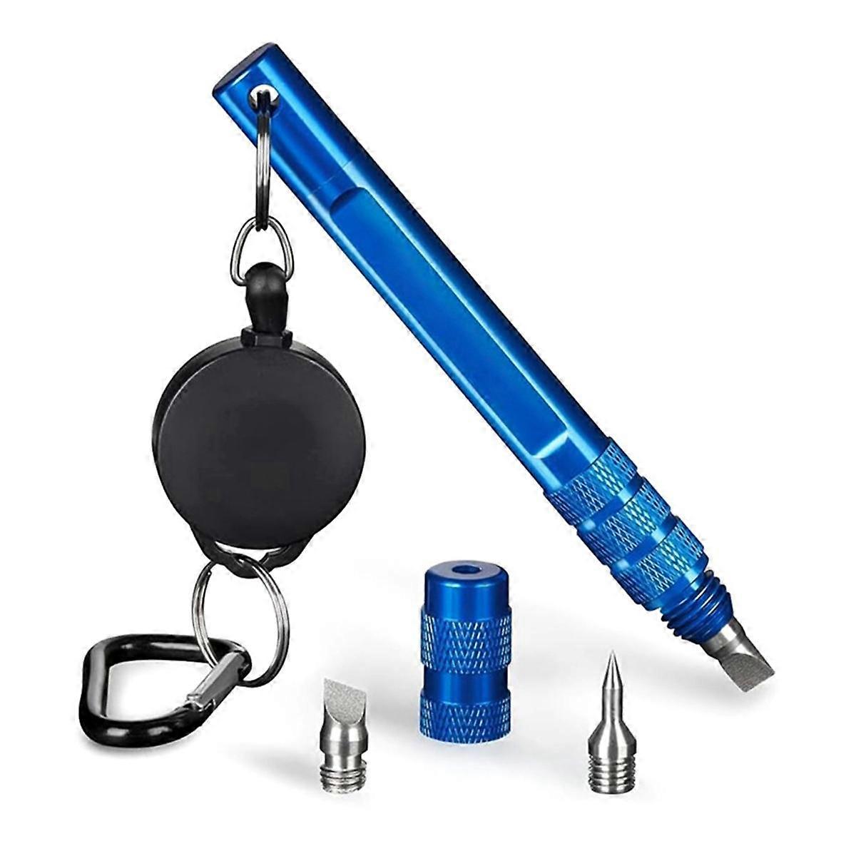 Golf Club Groove Sharpener 3-in-1 Golf Club Cleaning Tool with Replaceable Heads and Retractable Ca