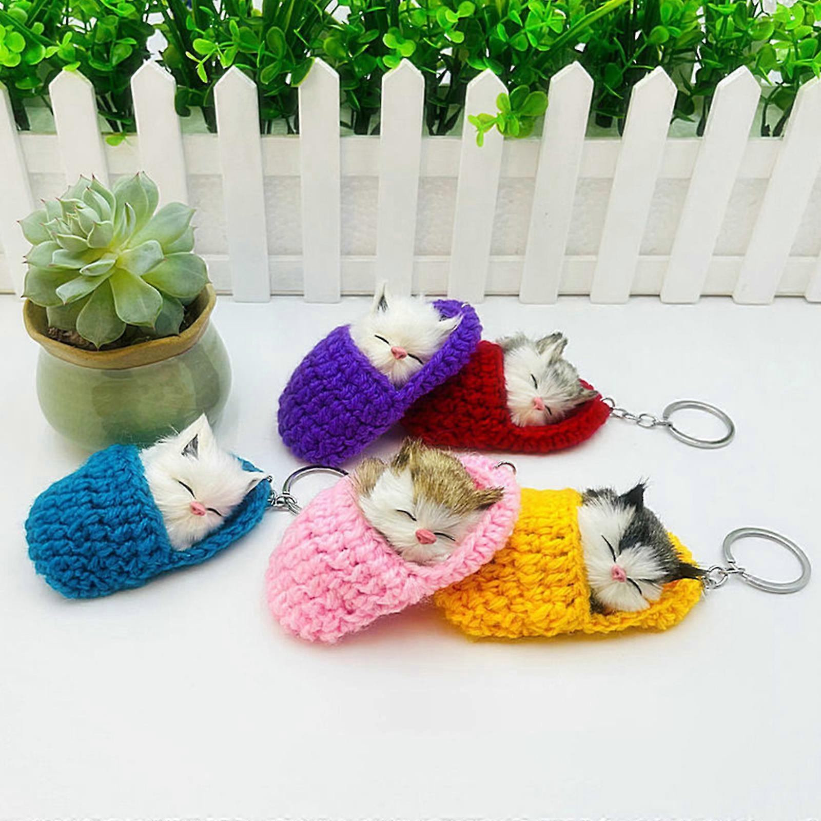 Cute Sleeping Kitten Keychain, Cute Sleeping Slipper Cat Plush keychain,50% Offer