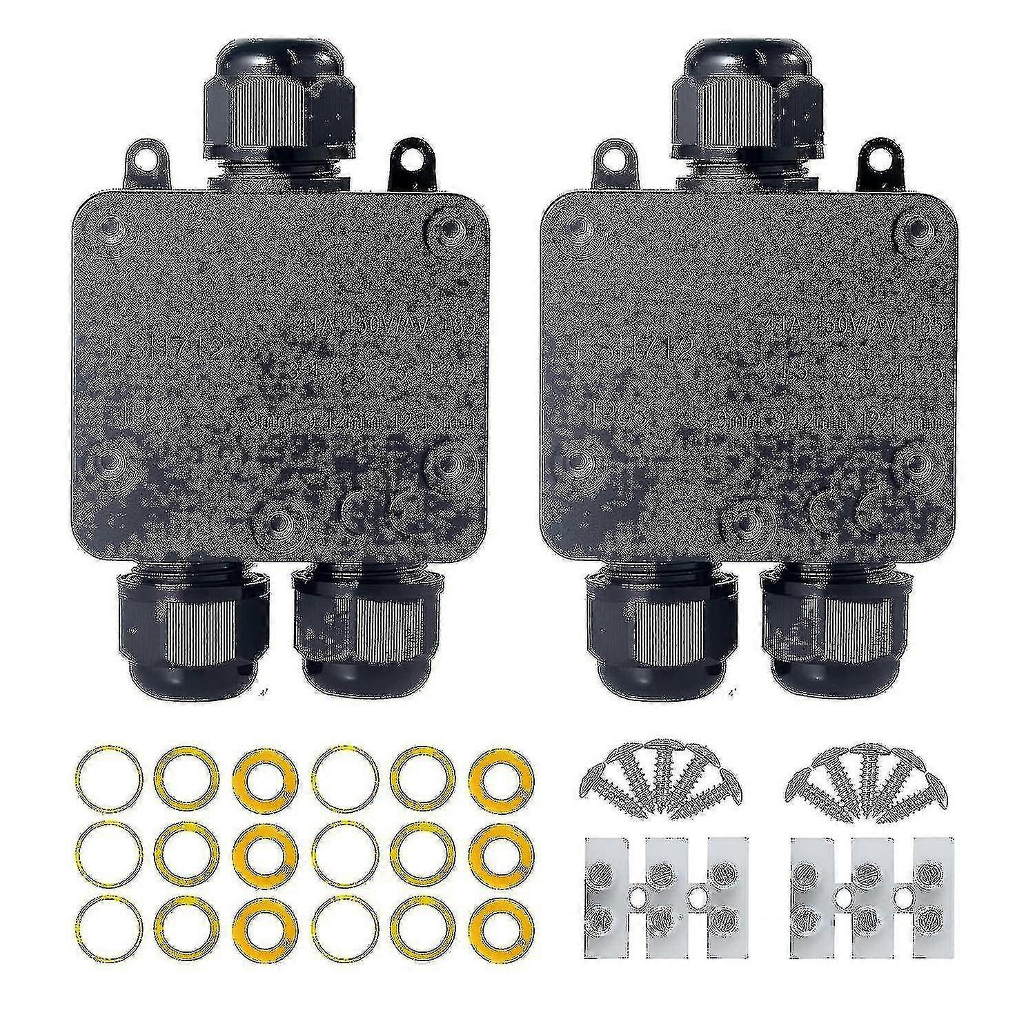Waterproof Junction Box, 3 Way Junction Box, Ip68 Waterproof Electrical Junction Box For 5-15mm Diameter Cables, (2 Pack)-ZZY