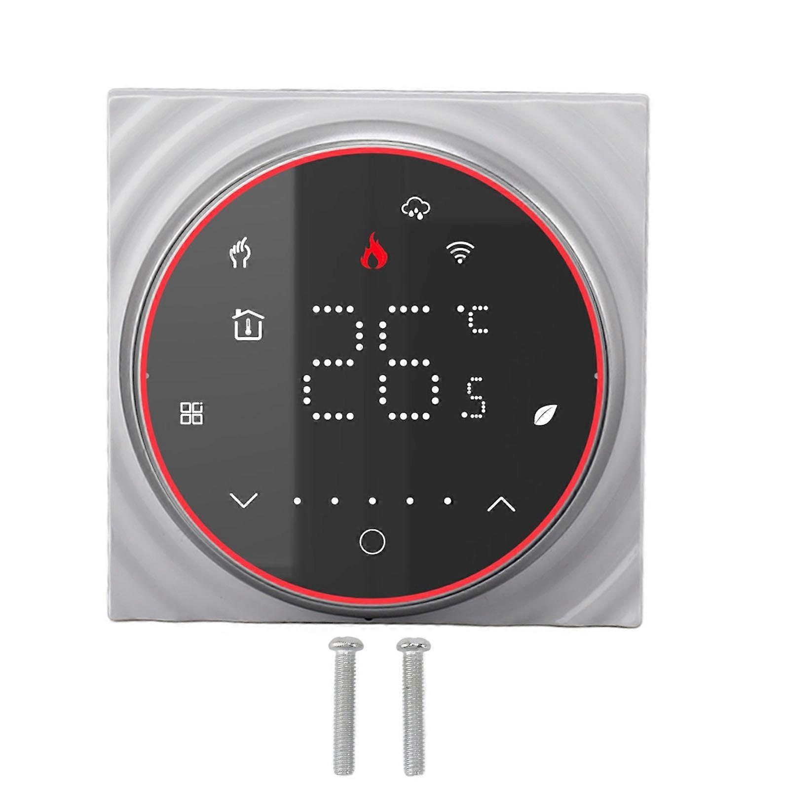 WiFi Thermostat Smart Thermostat LED Screen Recessed Plate APP Voice Control 7 Day Programmable AC95240V for Electrical Heating System Black