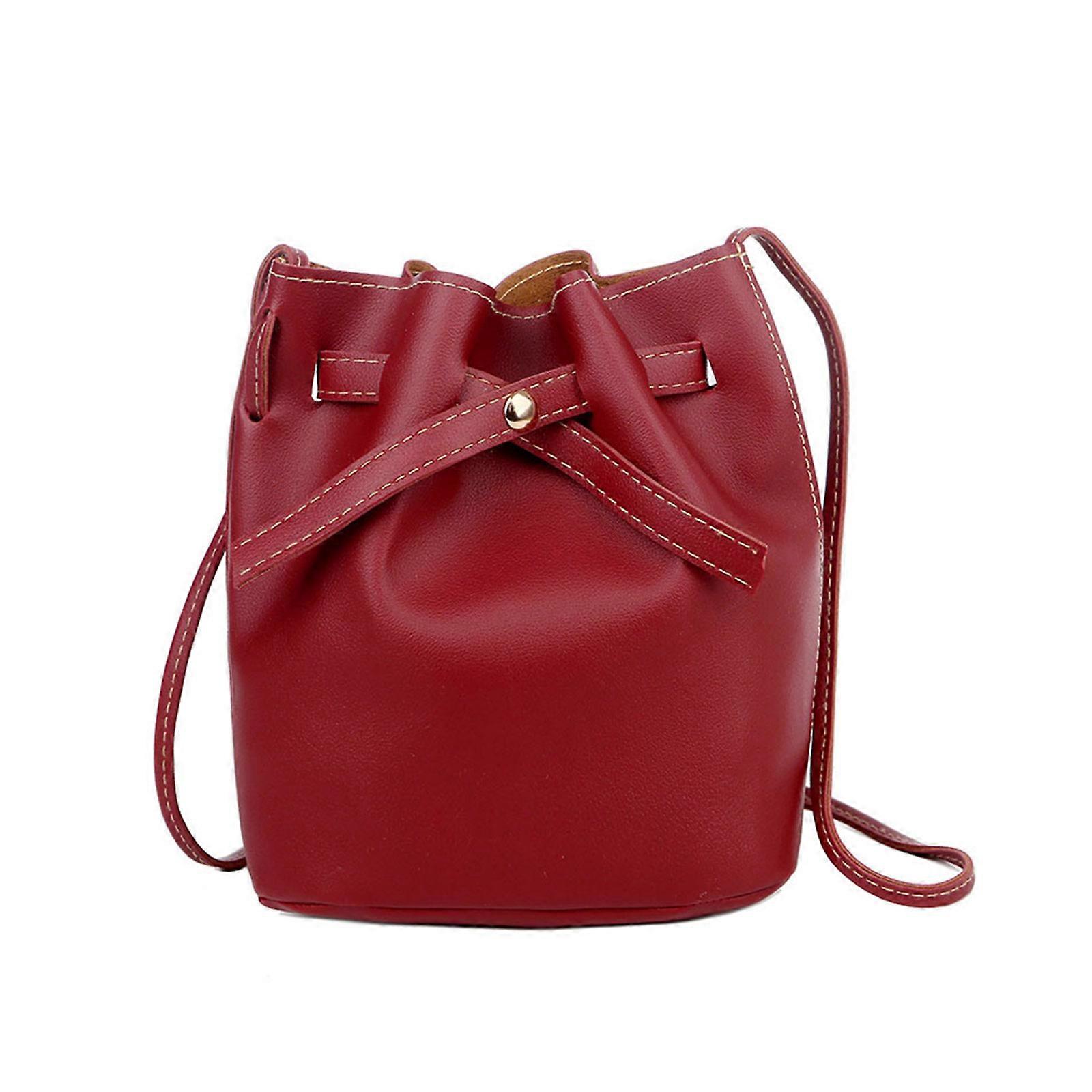 Geantă bucket pentru femei Pu piele Drawstring Handbag Tote Handbag Crossbody Bag Soft Adjustable