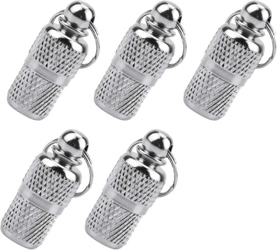 5pcs Cat ID Tag Tube Anti-Lost Dog Tag Address Tag Pendants for Cat Collar Customizable Dog Collar Silver ID Tag Keychain