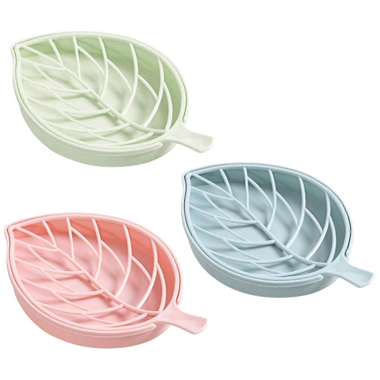 Soap Dish Leaf Shaped Soap Holder Plastic Soap Case leak proof Double-layer Soap Container