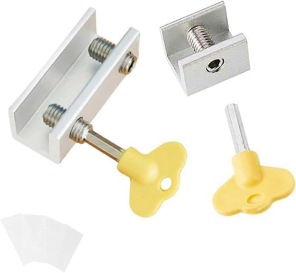 Sliding Bay Latch, 2 PCS Sliding Window Lock Anti-Slip Aluminum Alloy Safety Window Lock with Key Sliding Door Block Sliding Latch for Kids