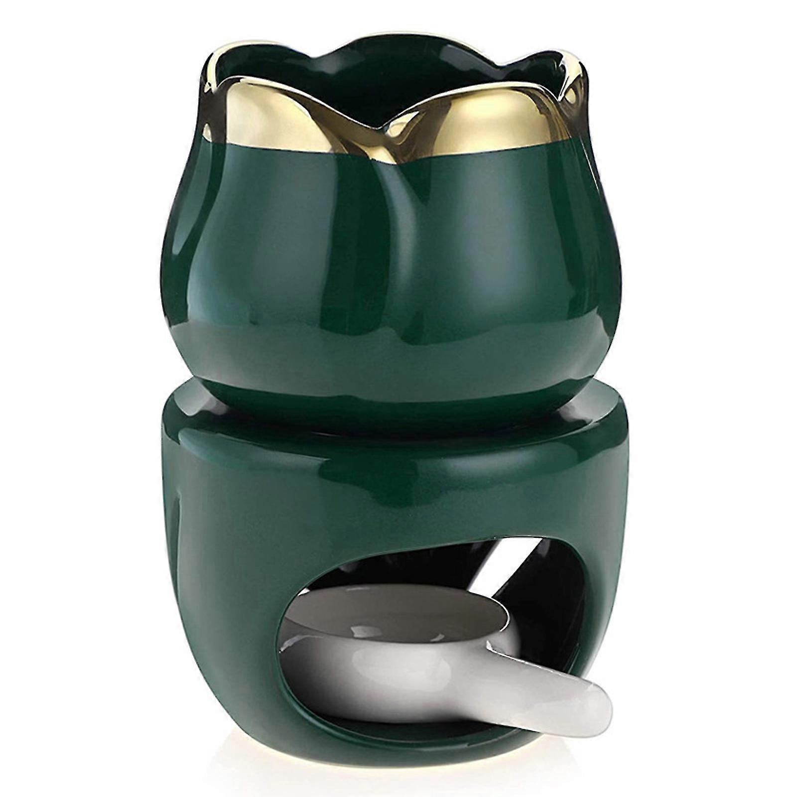 Tulip Shaped Tealight Wax Warmer With Candle Spoon