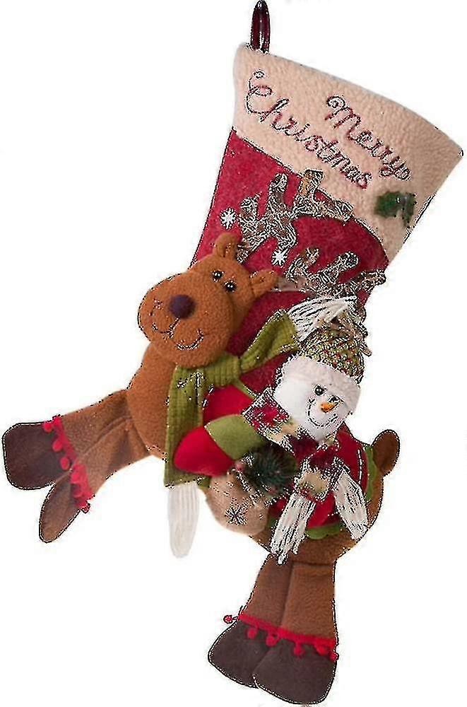 Store julestrømper, snømann, reinsdyr Julen 3d Karakter Plysj Leker Barnas Juledekorasjoner