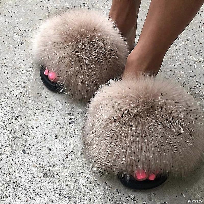 Sandalias Planas Sandalias Con Peluche Arriba Zapatillas De Piel