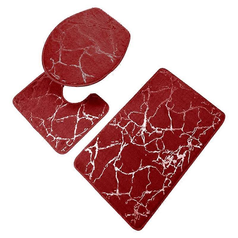 3 Adet / Takım Kaymaz Tuvalet Halı Hızlı Kuru Polyester Mermer Tuvalet Kapağı Kapak Ev için Banyo Halı
