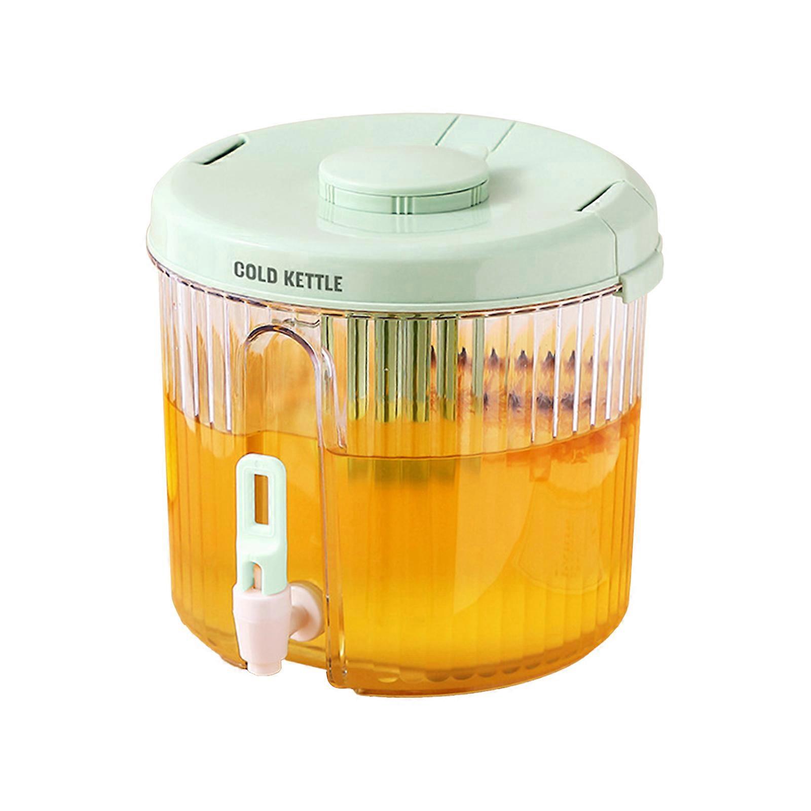Multiple bell colors are available!Household thermo-resistant cold water bottle with faucet cold bubble juice bucket