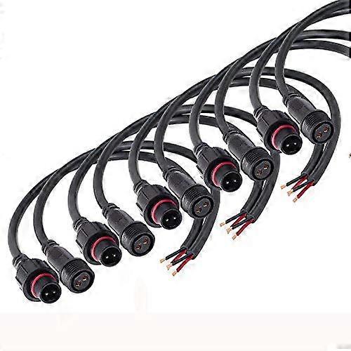 IP65 防水电气连接器,2 针,2 芯公母连接器 LED 插头,带 16AWG 20CM 延长线,用于室内外 LED 灯带照明
