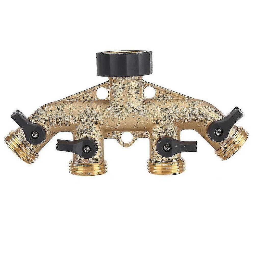 4-way Hose Distributor Made Of Solid Brass, With Shut-off Valve