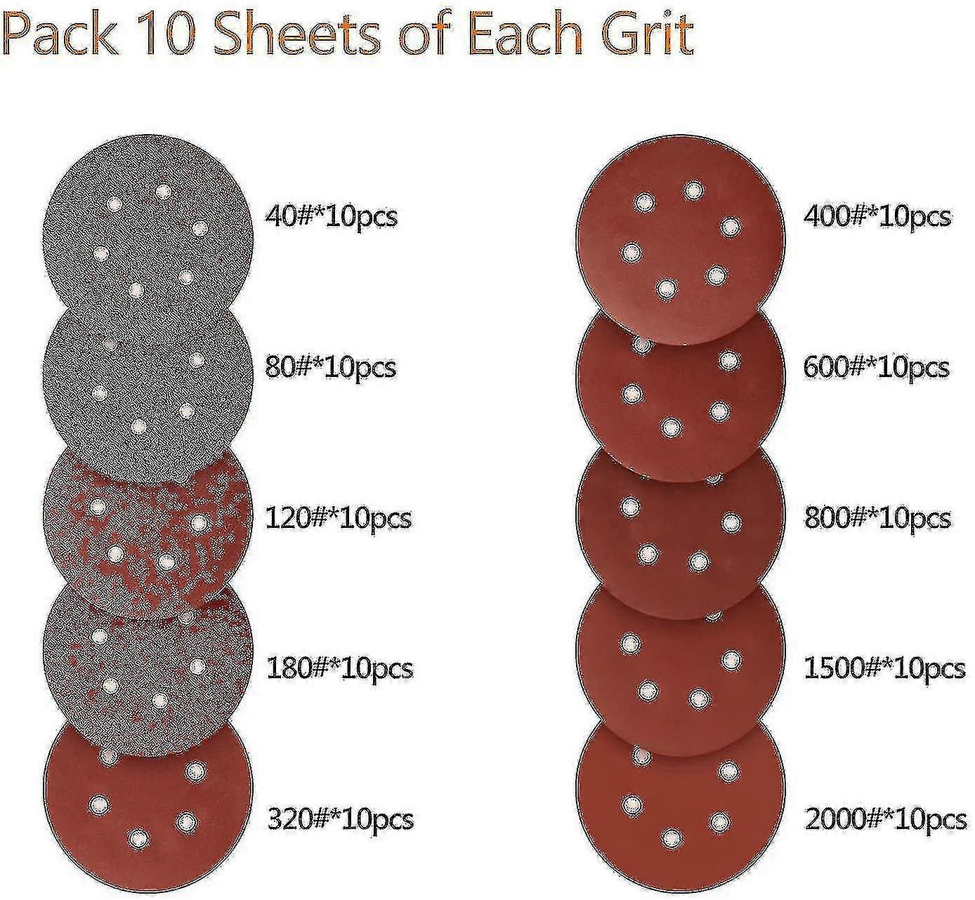 100 Pieces 150mm Sanding Discs Sanding Disc Sanding Discs