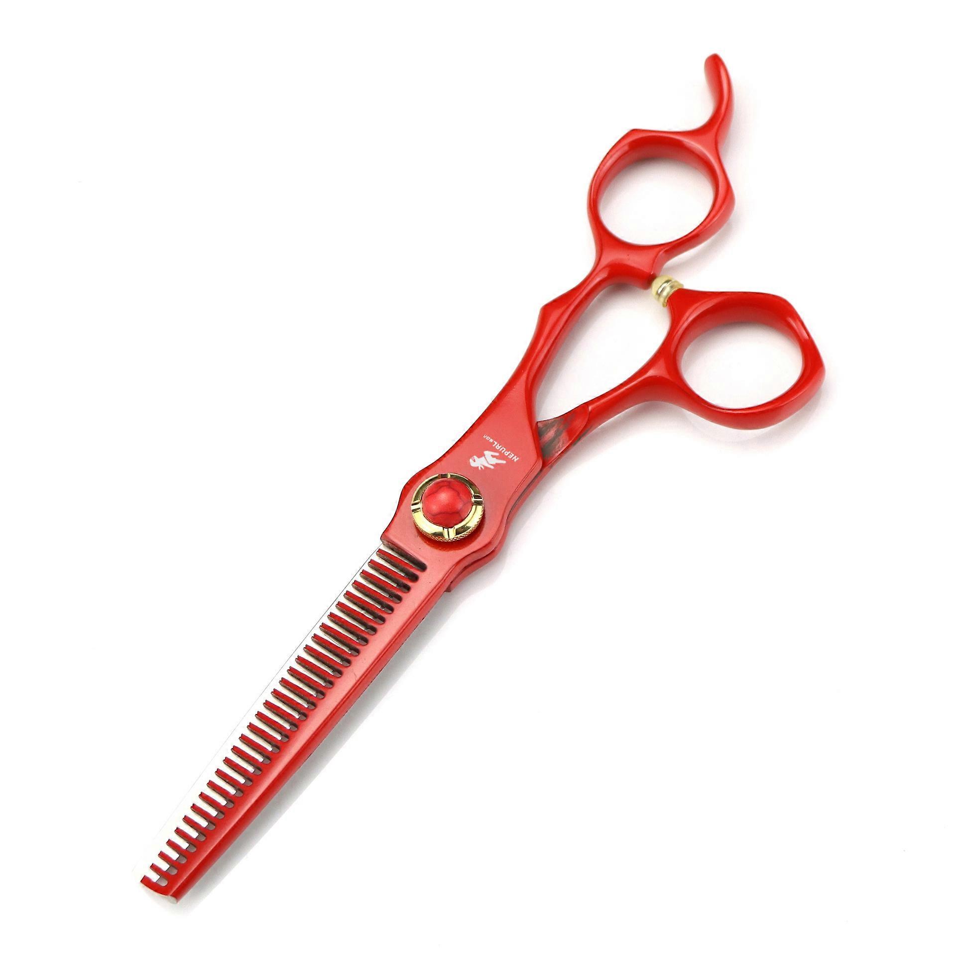 6.0 Inch Red High-Grade Hairdressing Scissors Haircut Scissors Flat Scissors Bangs Scissors Tooth Scissors High Quality