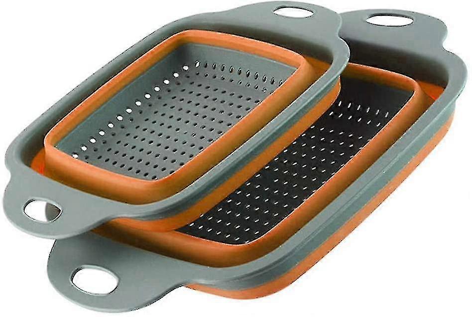 2 Pcs Collapsible Silicone Colander Colander Set Square Folding Strainer Basket