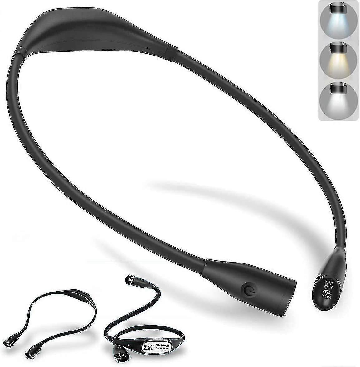 Led Neck Reading Lamp Book Lamp Rechargeable, 4 Leds Reading Light With 3 Adjustable Color Temperatures And Adjustable Brightness, Flexible Arm, Usb C