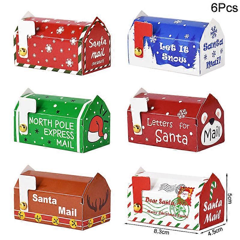 6/12/24Pcs Christmas Candy Gift Box Mailbox Shaped Cookie Snack Packing Box Bag 2024 Xmas Navidad Noel Home Decor 2025 New Year
