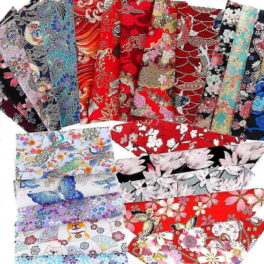 30Pcs Japanese Style Cotton Fabrics Patchwork Craft Fabric Bundle Patchwork with Different Pattern