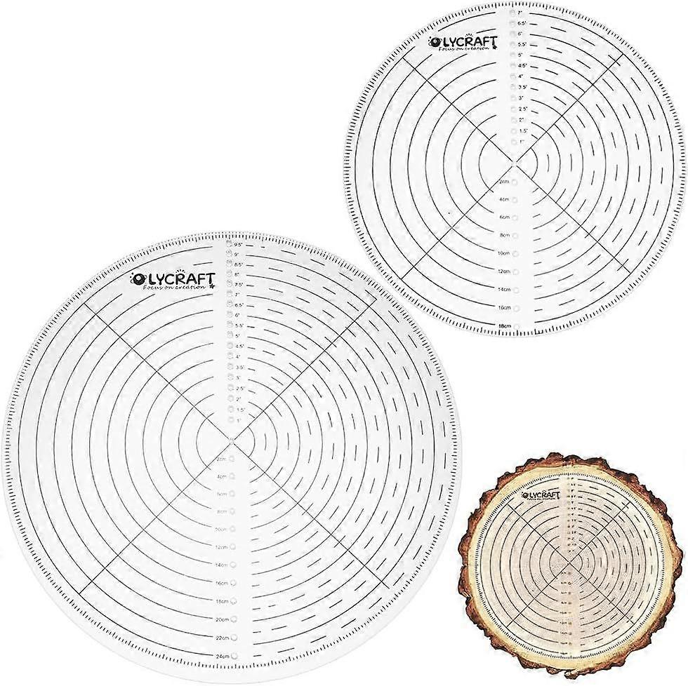 2Pcs Round Center Finder Compass Clear Acrylic Drawing Circle Templates 7.5&10 Inch Diameter Wood Turning Tool Center Finder Tool for Woodworking Wood