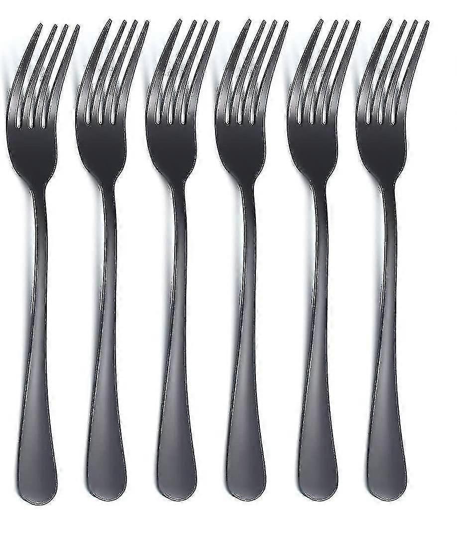 Garfo de jantar preto 6 Pcs, aço inoxidável 8,17 polegadas de titânio talheres