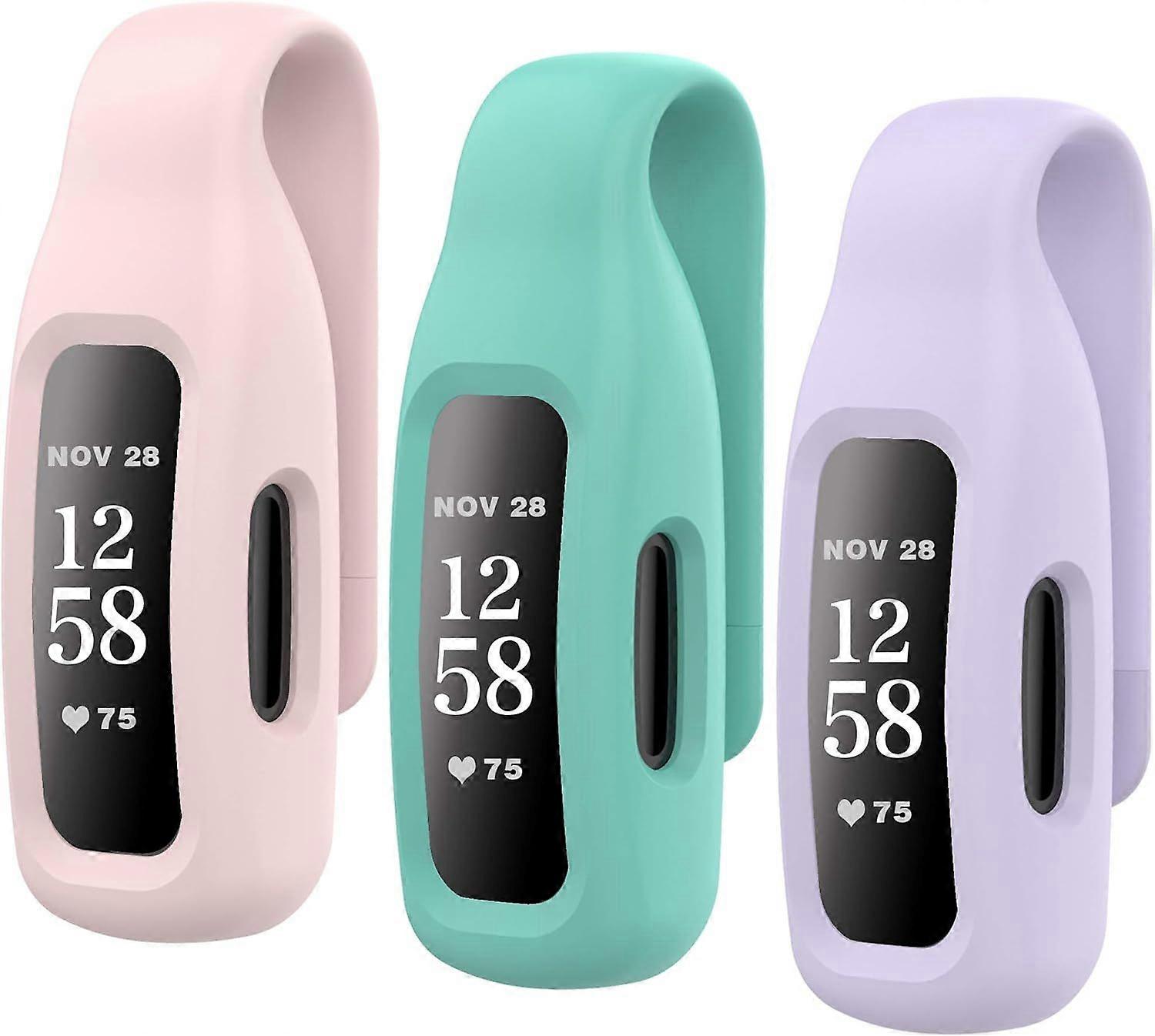 SBSGV 3-Pack Clips Replacement for Fitbit Inspire 2, Soft Comfortable Silicone Clip 360Protection Holder Accessory Compatible with Fibit Inspire 2