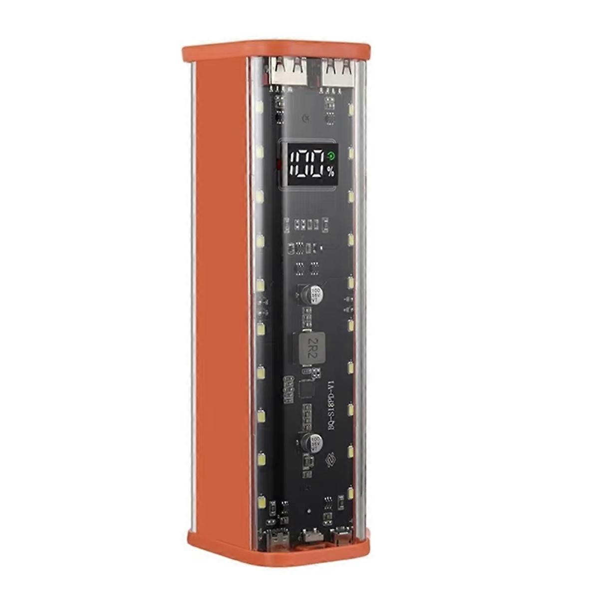 DIY Power Sources Box 18650 Battery Holder 8 Slot,with High Efficiency Charging Digital Display Screen Orange