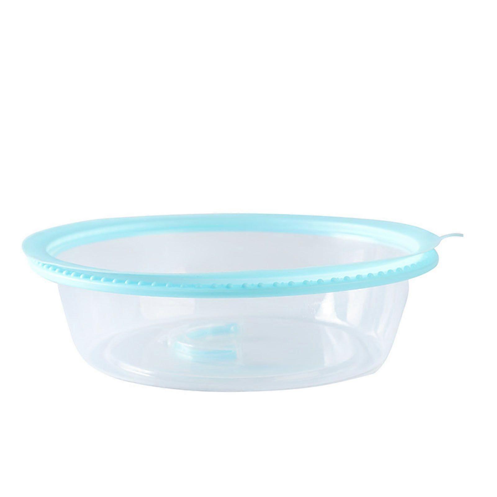Microwave Heating Sealing Cover Transparent PP Stackable Temperature Keeping Plate Serving Cover for Kitchen Sky Blue
