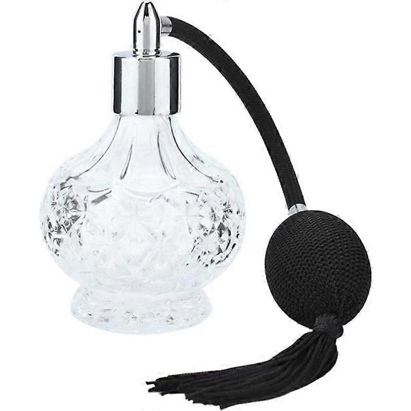 Retro Style Refillable Perfume Bottle with Unique Carved Pattern - Empty Glass Spray Bottle with Atomizer