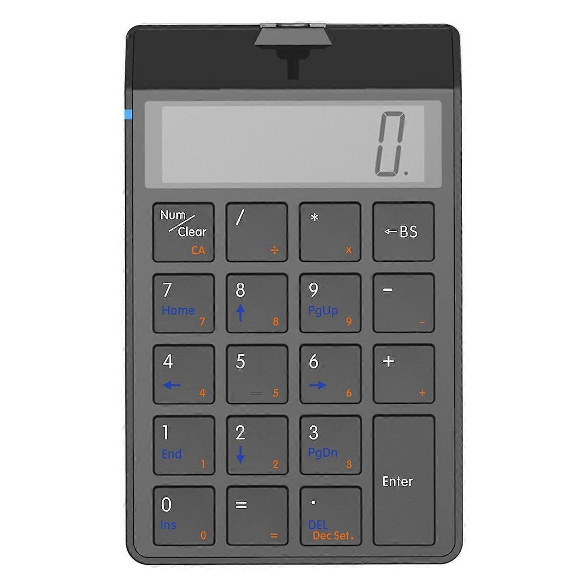 2 in 1 Bluetooth Number Pad 19 Keys Wireless Numeric Keyboard Calculator Keypad with Display Screen