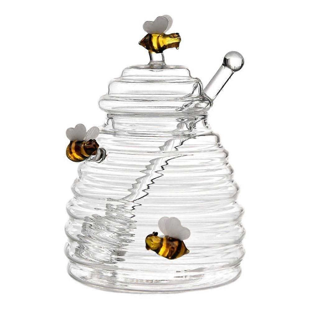 Transparent Honey Pot Glass Honey Dispenser Jar with Spoon and Lid for Kitchen Storage 16 Oz Clear Honey Bottle