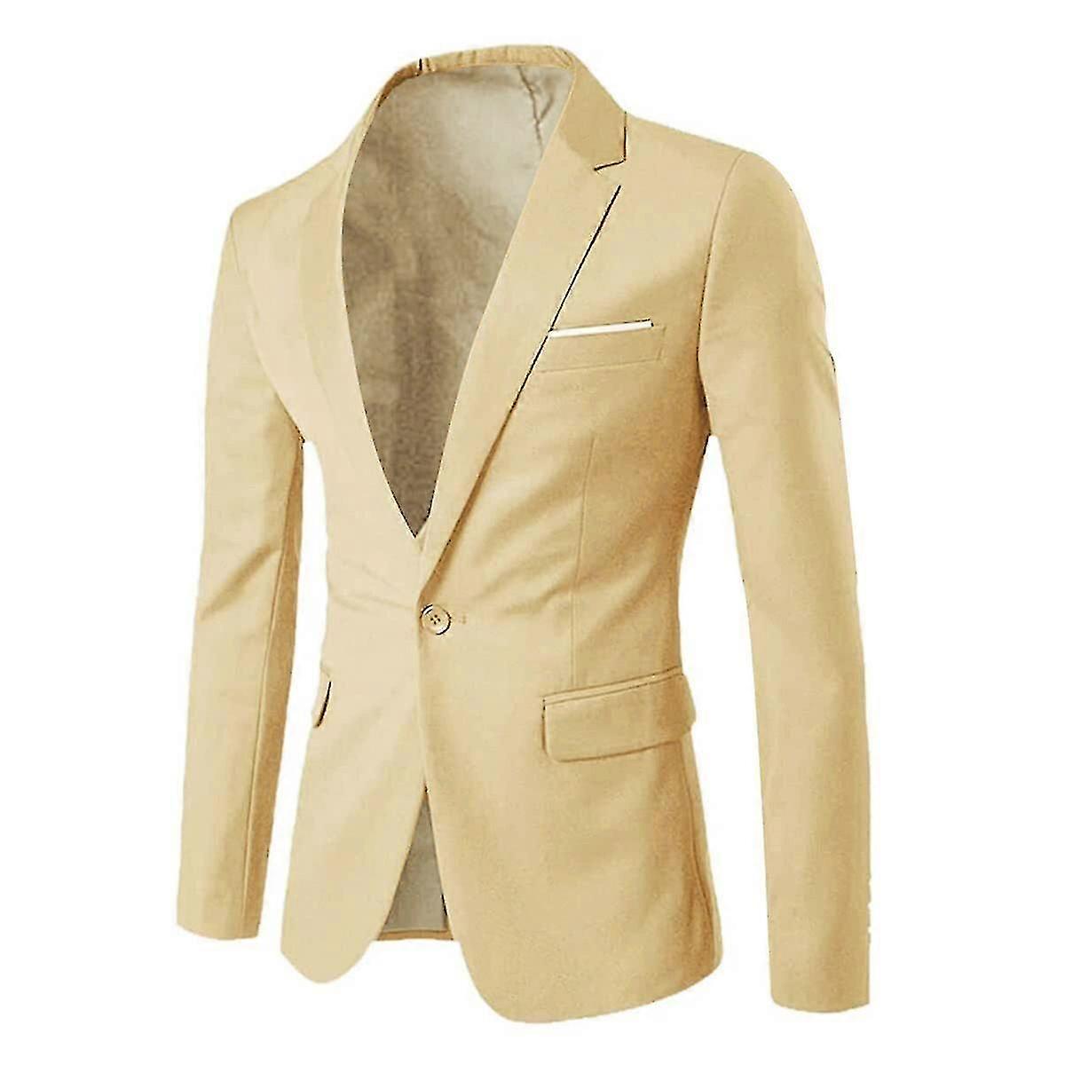 Mens Slim fit Blazer Business Wedding Μονόχρωμο Σακάκι Κοστούμι - MXBC