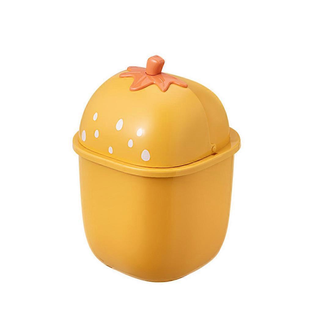 Cute Mini Desktop Trash Can for Office Desktop Coffee Table Kitchen Garbage Can Plastic Trash Can Small Paper Basket  Yellow