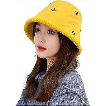 Women Winter Warm Lamb Wool Fisherman Hat Cute Casual Bucket Cap Outdoor Windproof Fisherman Cap